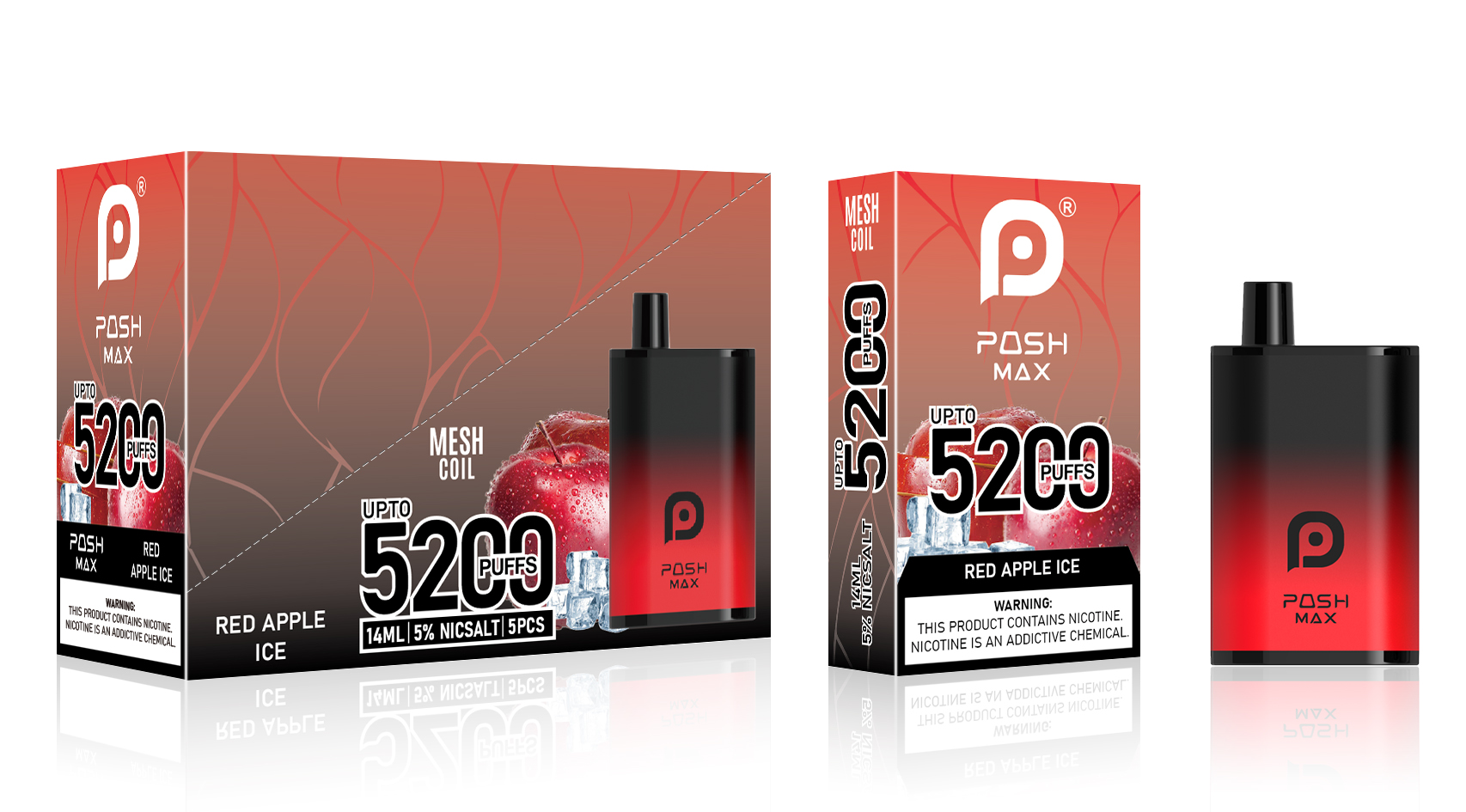 Posh MAX 5200 Red Apple Ice - 5 in 1