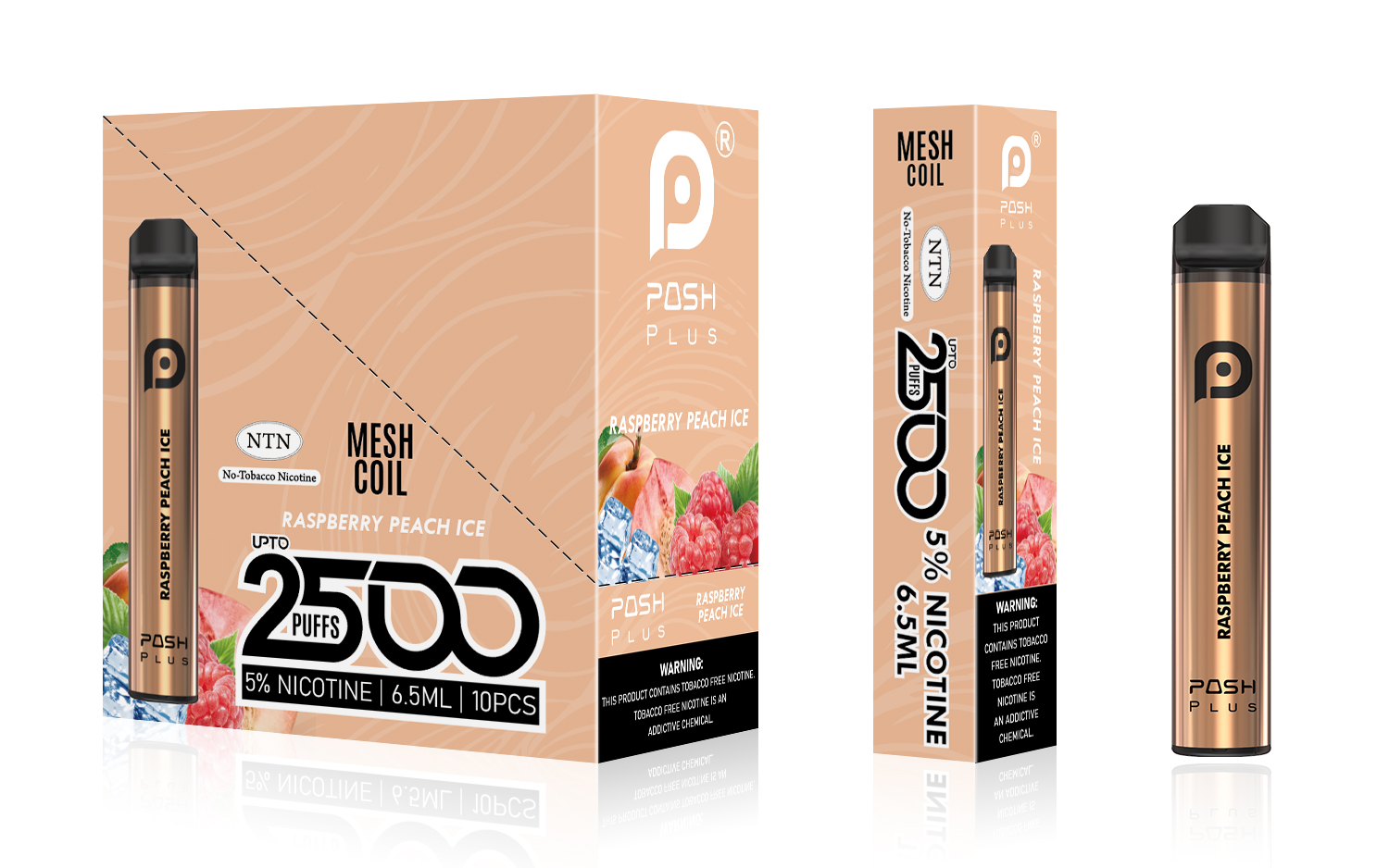 Posh Plus 2500 Raspberry Peach Ice - 10 in 1