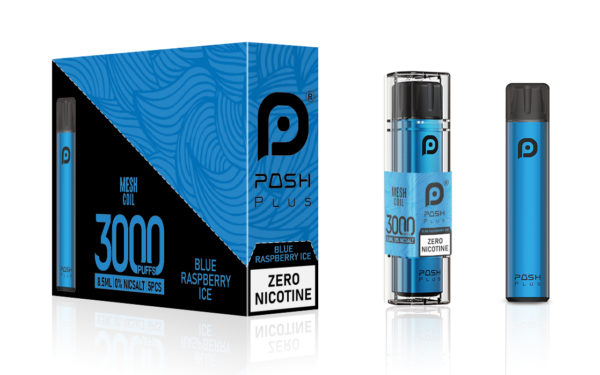 Posh Plus 3000 Zero Nic Blue Raspberry Ice - Zero Nicotine Disposable Vape