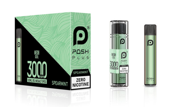 Posh Plus 3000 Zero Nic Spearmint Ice - Zero Nicotine Disposable Vape