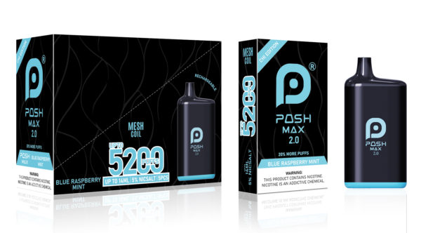 Posh Max 2.0 CHI Edition - Blue Raspberry Mint - Rechargeable Disposable Vape