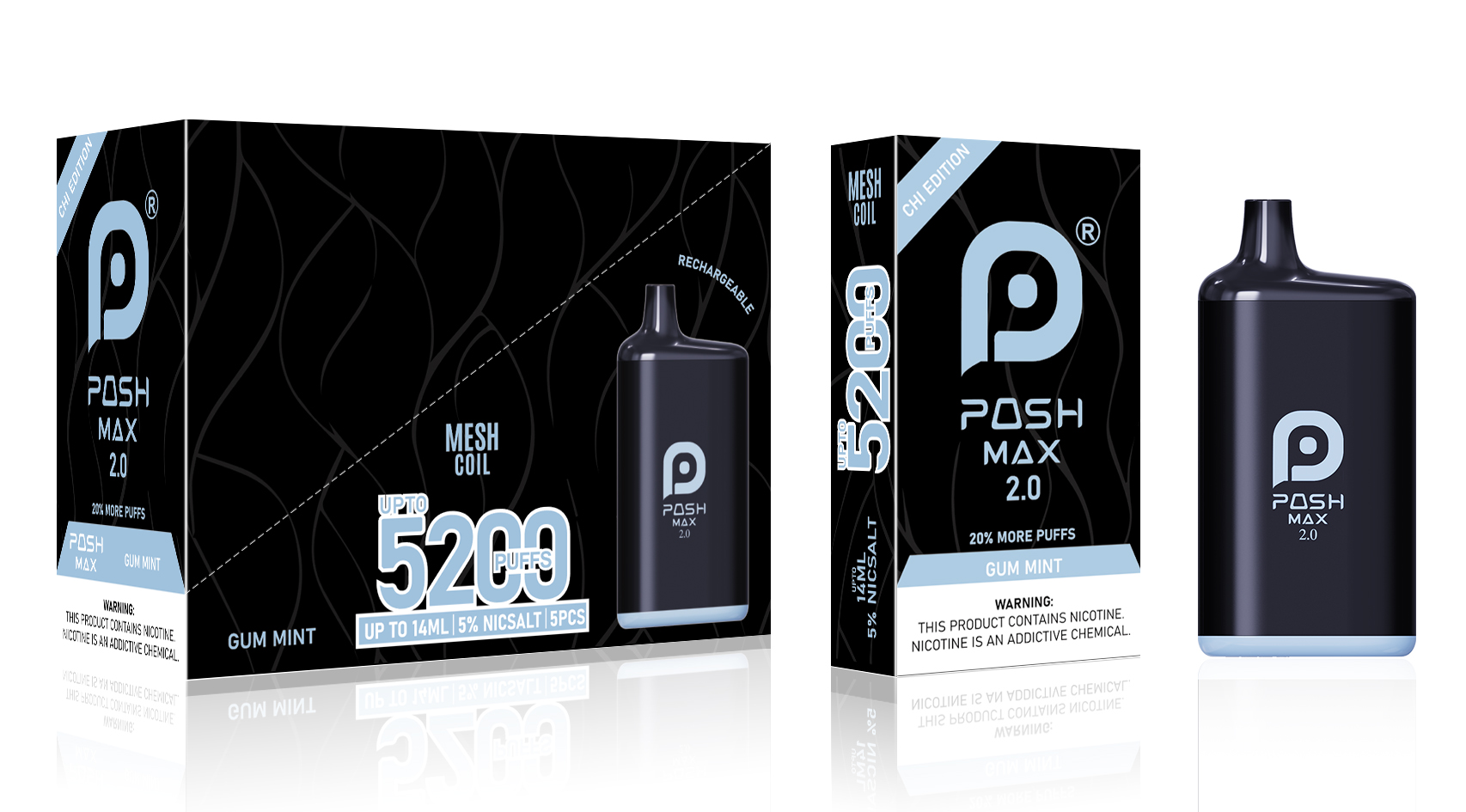 Posh MAX 2.0 CHI Edition Gum Mint– 5x1 – 70ML/Box
