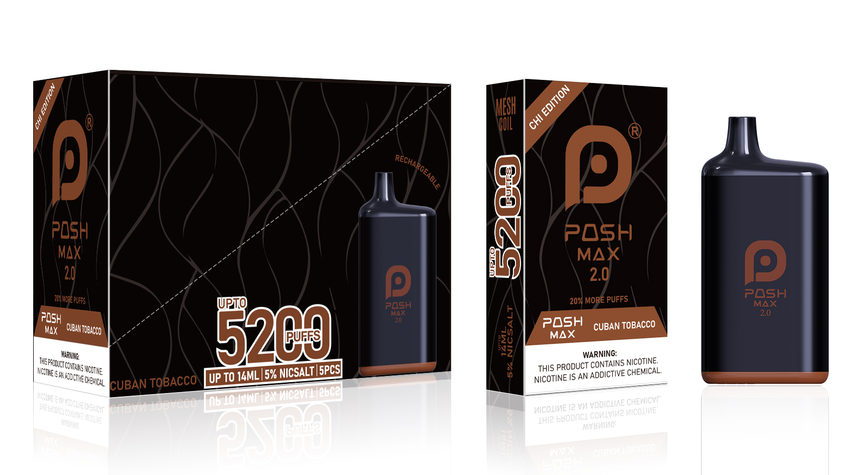 Posh MAX 2.0 CHI Edition Cuban Tobacco- 5×1 – 70ML/Box