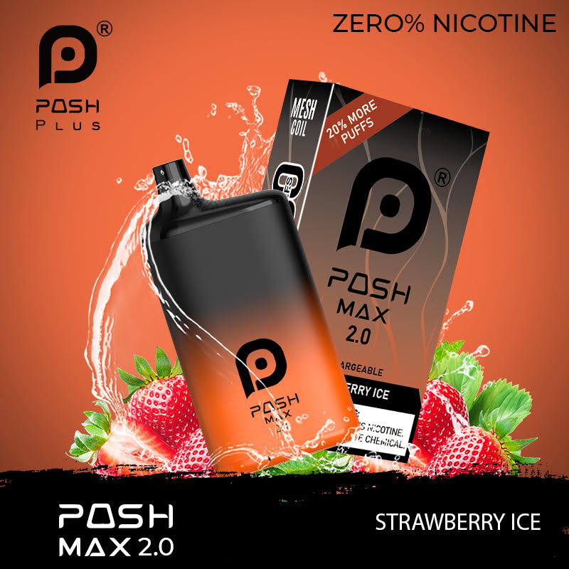 Posh MAX 2.0 Zero Nicotine Strawberry Ice – 5x1 – 70ML/Box