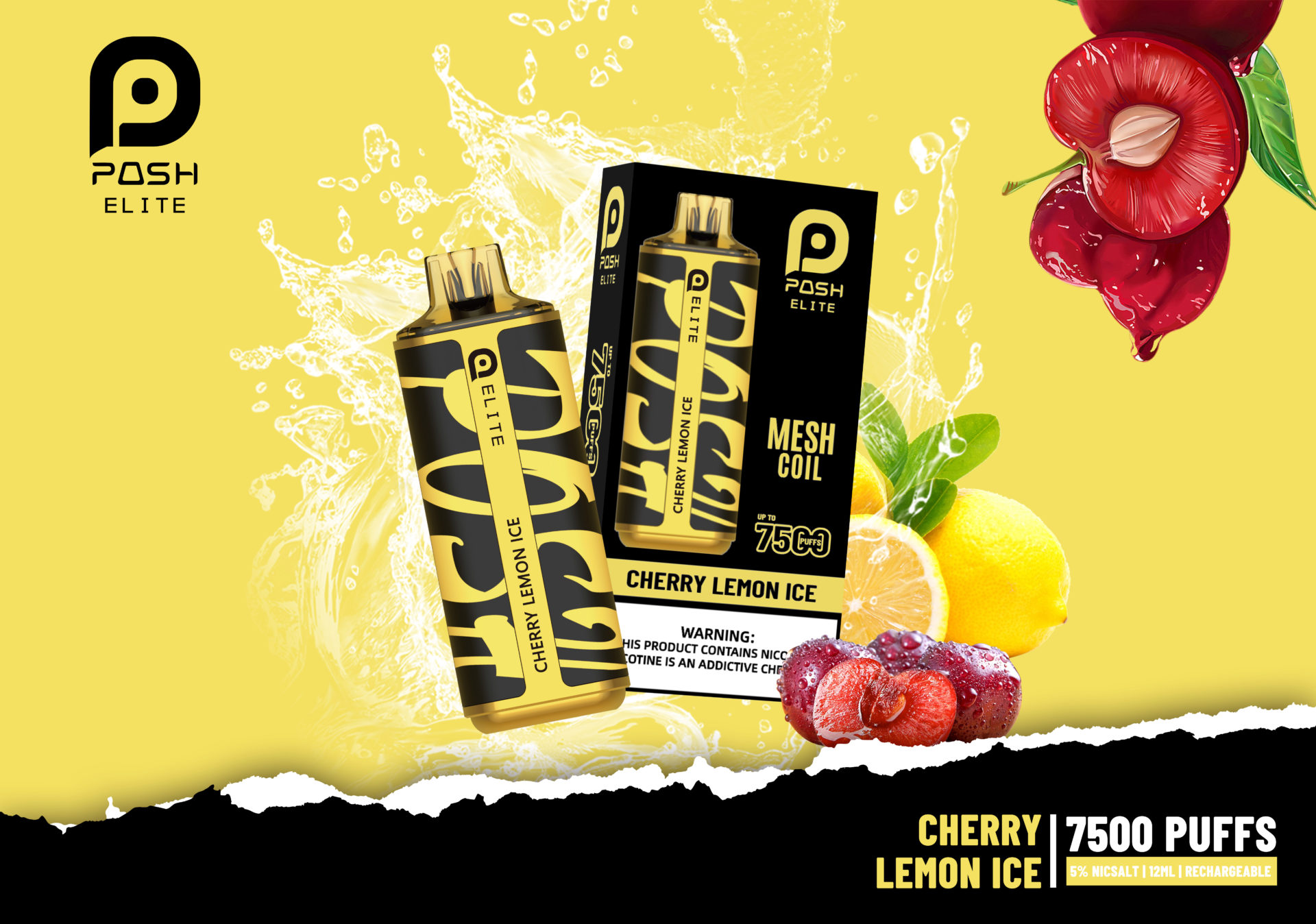 Posh Elite 7500 Cherry Lemon Ice - 5 in 1 - 60ML/Box