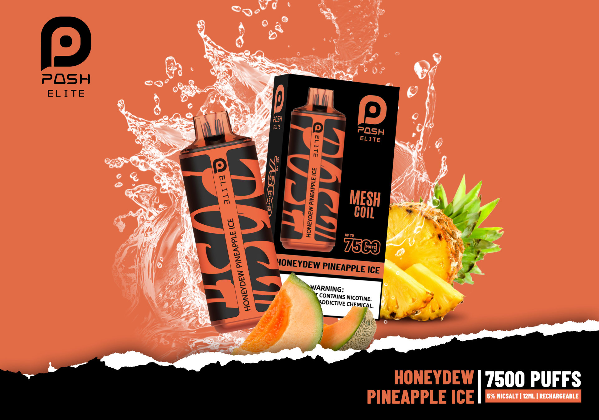 Posh Elite 7500 Honeydew Pineapple Ice - 5 in 1 - 60ML/Box
